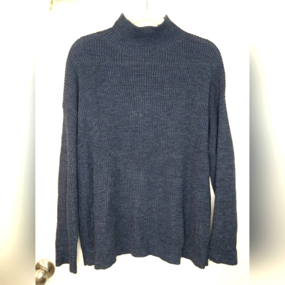 J. McLaughlin Blue Mock Neck Long Sleeve Knit Sweater
